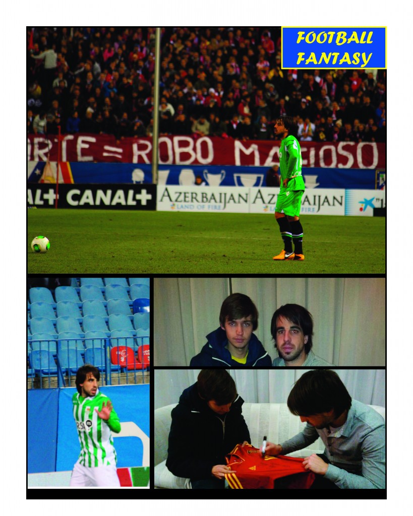 Fotografías de Beñat en el Vicente Calderón y del jugador con el redactor de Footballfantasy.es. Fotos del estadio: Arturo Herrera.