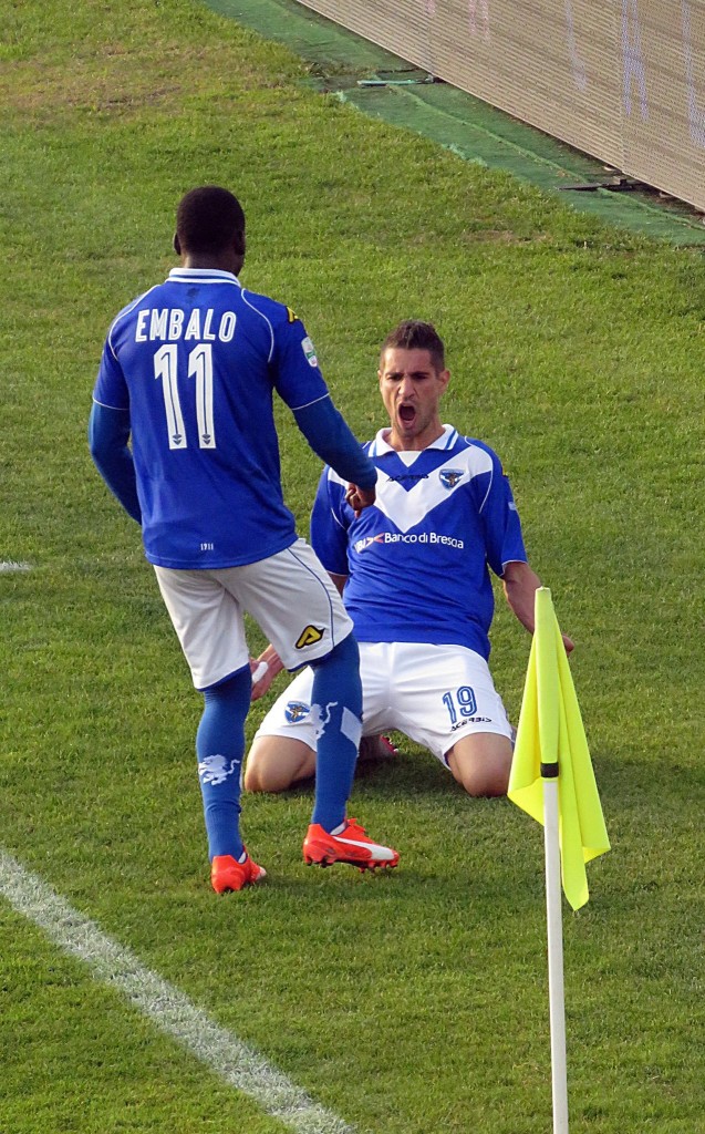Geijo, celebrando un gol con el Brescia. Foto: Matteo Brama, de SportBlogger.