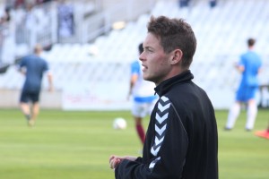  Borja Docal, durante el calentamiento previo a un partido, en El Sardinero. Foto: Arturo Herrera.