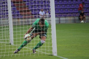Javi Soria, después de anotar un penalti en Pucela. Foto: Arturo Herrera.