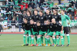 Once del Racing en el 2014 en el Hermanos Antuña de Mieres. Foto: Arturo Herrera.