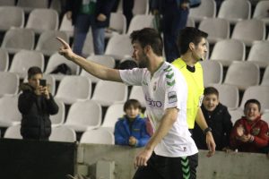 Javi Cobo en la celebración del Racing ante el CD Guijuelo. Foto: Arturo Herrera Díez.